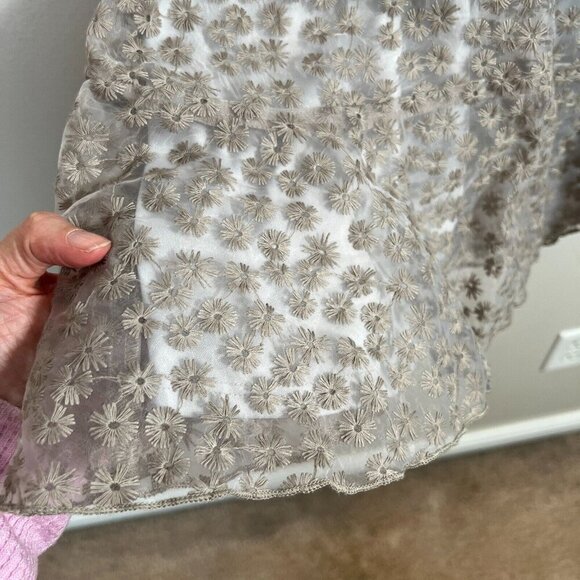 Lucy in the Sky Embroidered Floral Mini Dress Size Large Gray Party Bachelorette - Picture 7 of 11